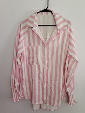 Women's Casual Loose Striped Button-Up Blouse